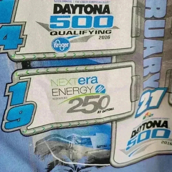 DAYTONA SPEEDWEEKS 2016 Men's T-Shirt Size Large Light Blue Short Sleeve - Picture 7 of 10
